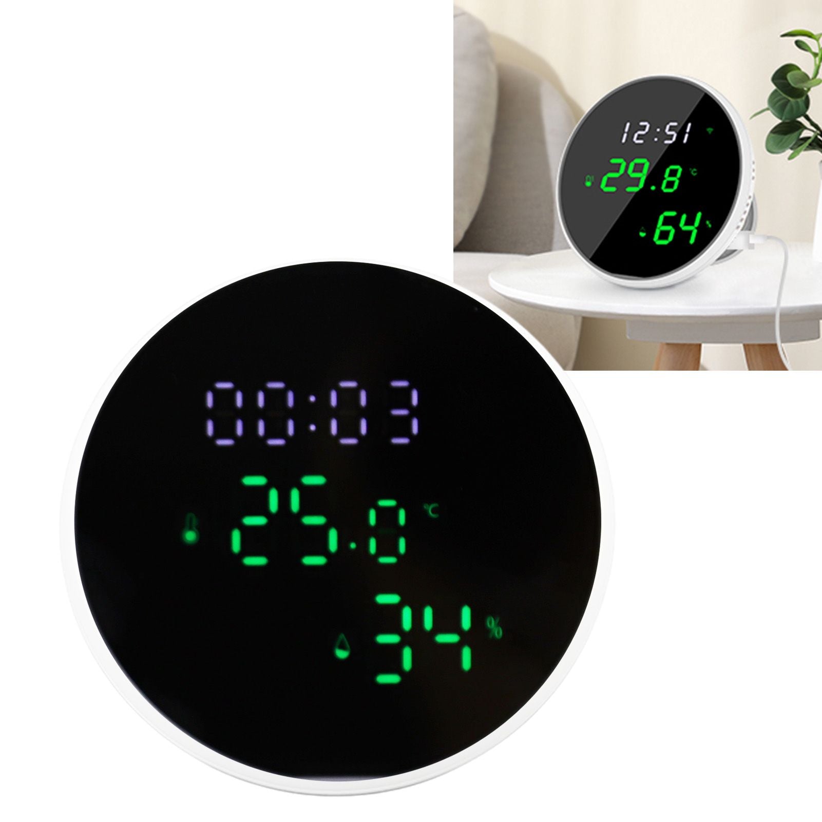 WiFi Thermometer Hygrometer High Accuracy Voice Control Smart Temperature Humidity Sensor with LED for Homes V1294-YM0512-3111220290011