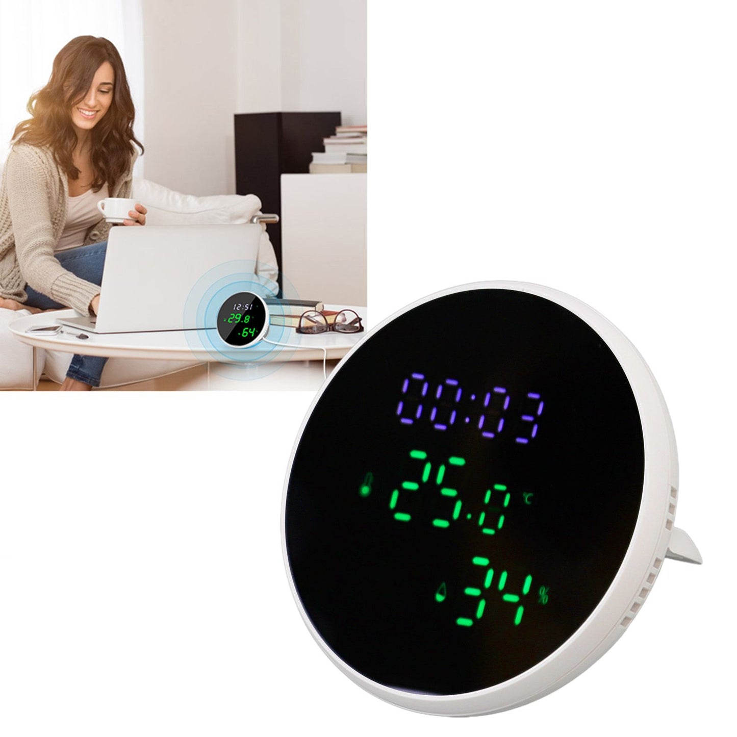 WiFi Thermometer Hygrometer High Accuracy Voice Control Smart Temperature Humidity Sensor with LED for Homes V1294-YM0512-3111220290011