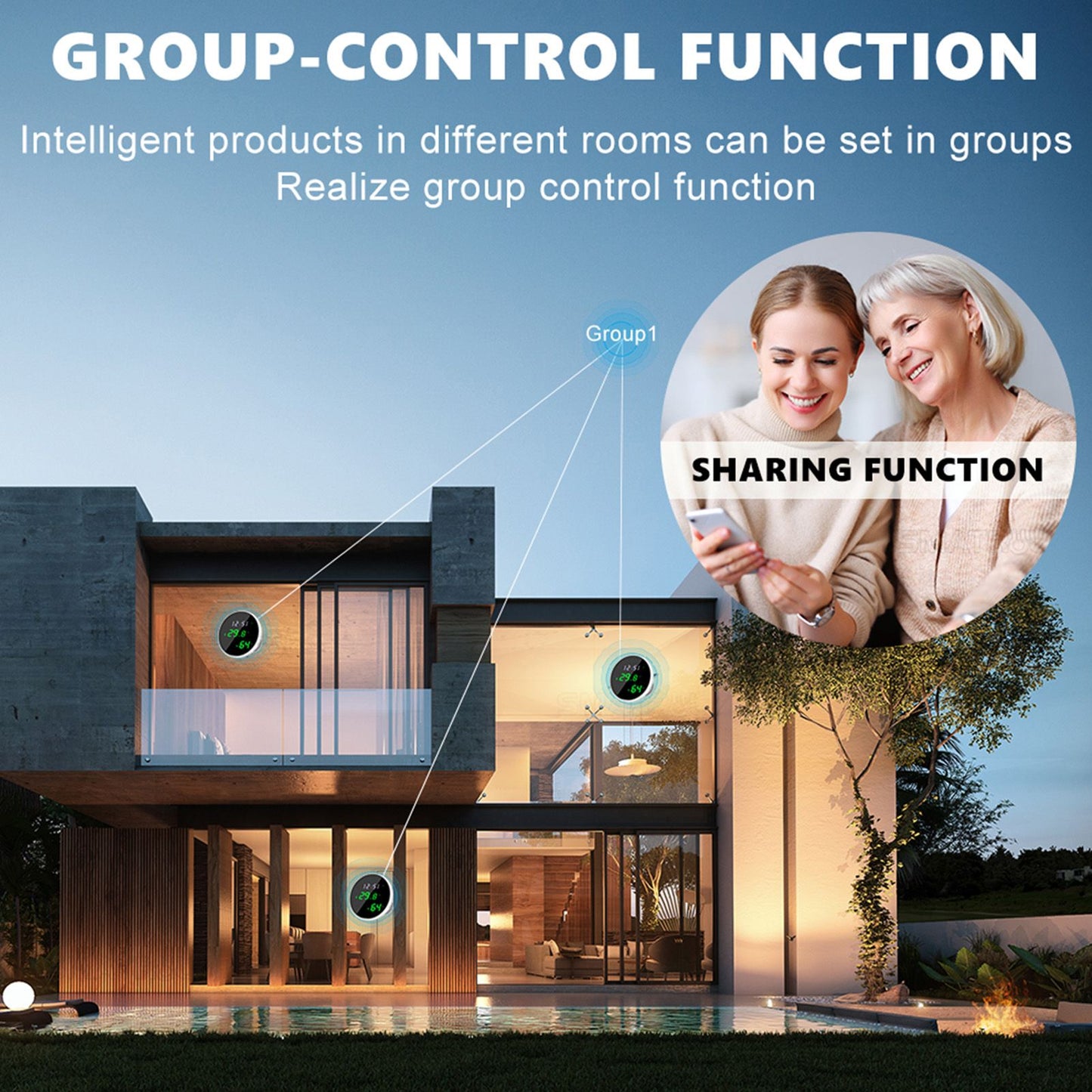 WiFi Thermometer Hygrometer High Accuracy Voice Control Smart Temperature Humidity Sensor with LED for Homes V1294-YM0512-3111220290011