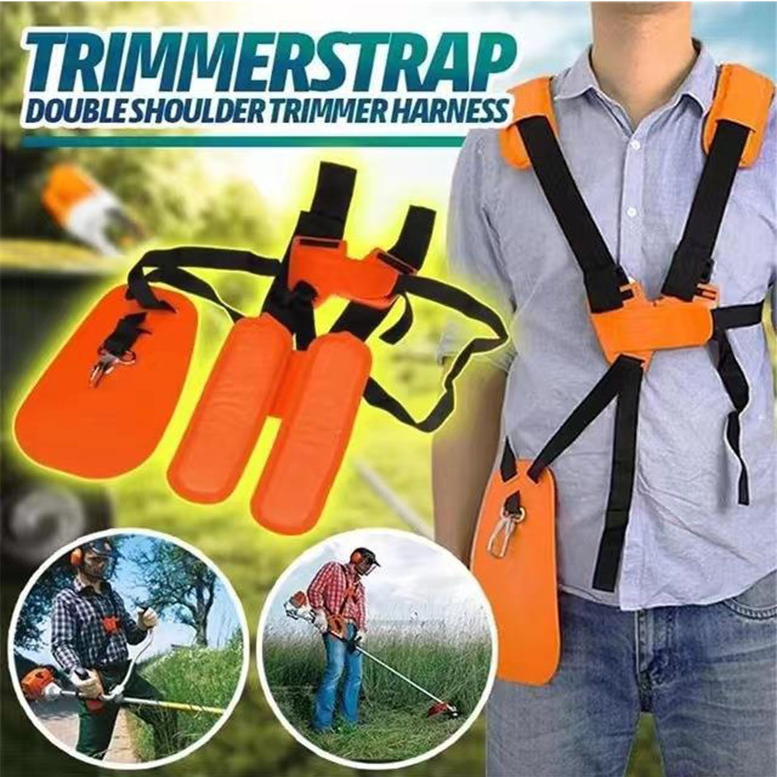Trimmer Double Shoulder Harness Strap Brush Cutter Shoulder Strap Padded Garden Mower Nyon Belt for FS120 V1294-YM0512-3111220291411
