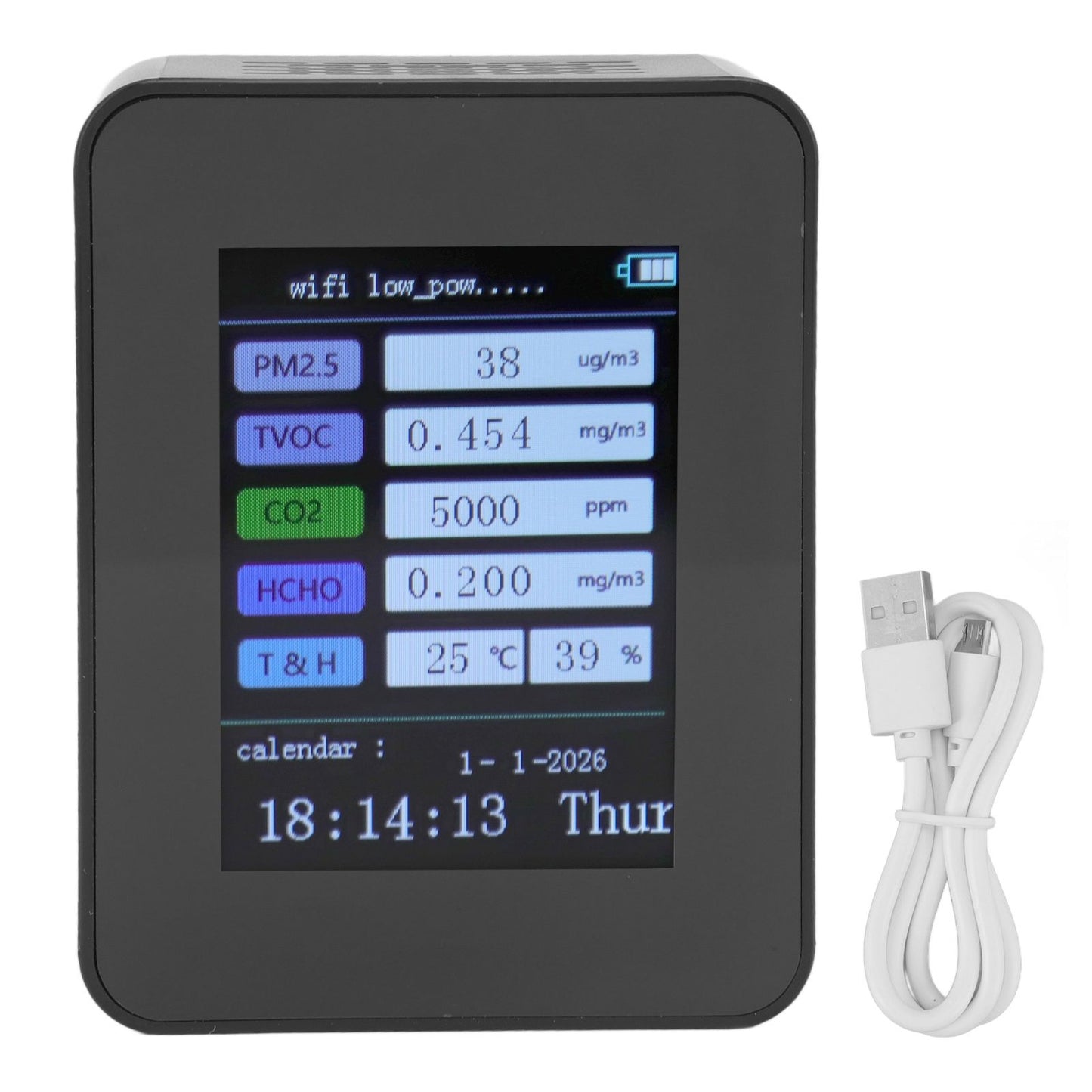 Indoor Air Quality Monitor for TUYA WiFi Smart PM2.5 Formaldehyde Testing 7 in 1 Calendar Time Function Air V1294-YM0512-3111220291511