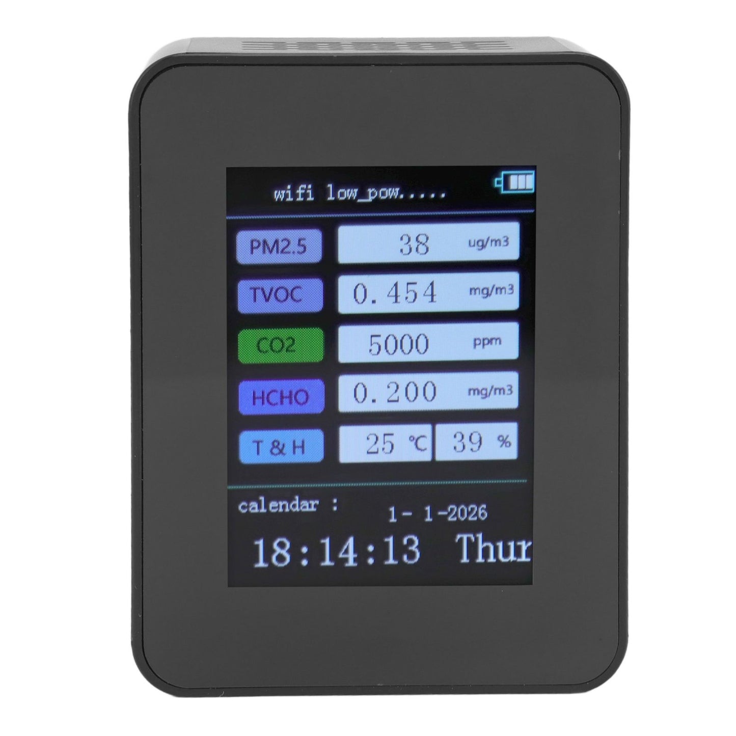 Indoor Air Quality Monitor for TUYA WiFi Smart PM2.5 Formaldehyde Testing 7 in 1 Calendar Time Function Air V1294-YM0512-3111220291511