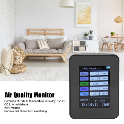 Indoor Air Quality Monitor for TUYA WiFi Smart PM2.5 Formaldehyde Testing 7 in 1 Calendar Time Function Air V1294-YM0512-3111220291511