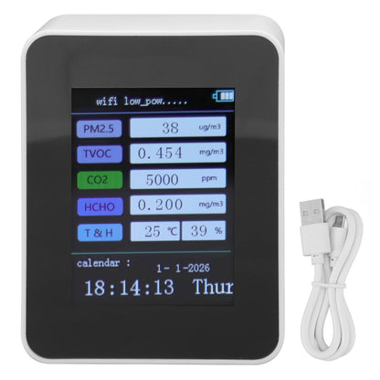 Indoor Air Quality Monitor for TUYA WiFi Smart PM2.5 Formaldehyde Testing 7 in 1 Calendar Time Function Air V1294-YM0512-3111220291512