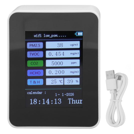 Indoor Air Quality Monitor for TUYA WiFi Smart PM2.5 Formaldehyde Testing 7 in 1 Calendar Time Function Air V1294-YM0512-3111220291512