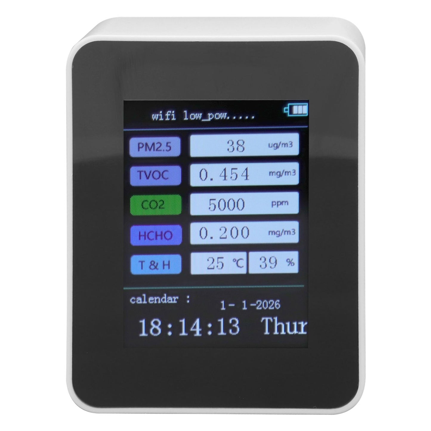 Indoor Air Quality Monitor for TUYA WiFi Smart PM2.5 Formaldehyde Testing 7 in 1 Calendar Time Function Air V1294-YM0512-3111220291512