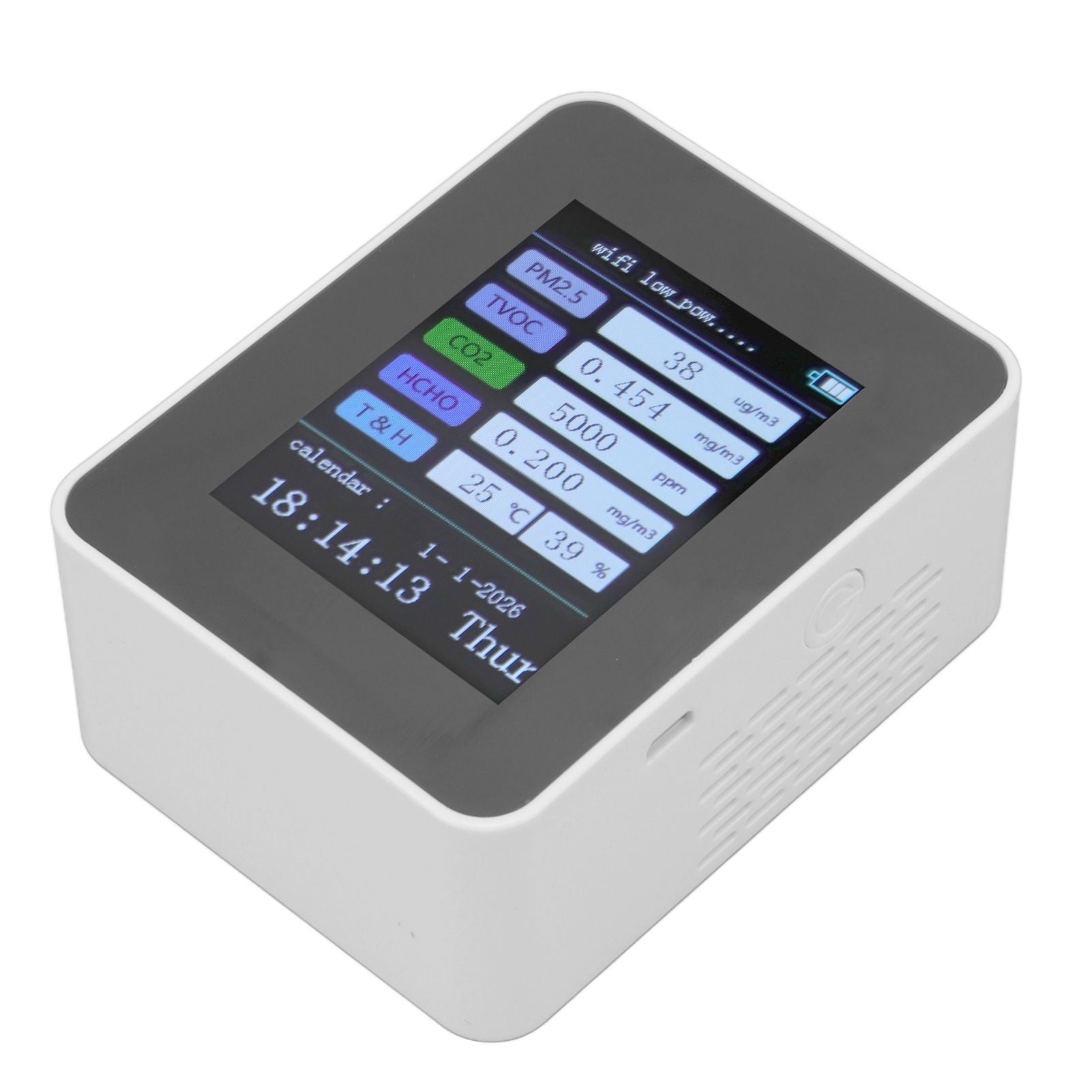 Indoor Air Quality Monitor for TUYA WiFi Smart PM2.5 Formaldehyde Testing 7 in 1 Calendar Time Function Air V1294-YM0512-3111220291512
