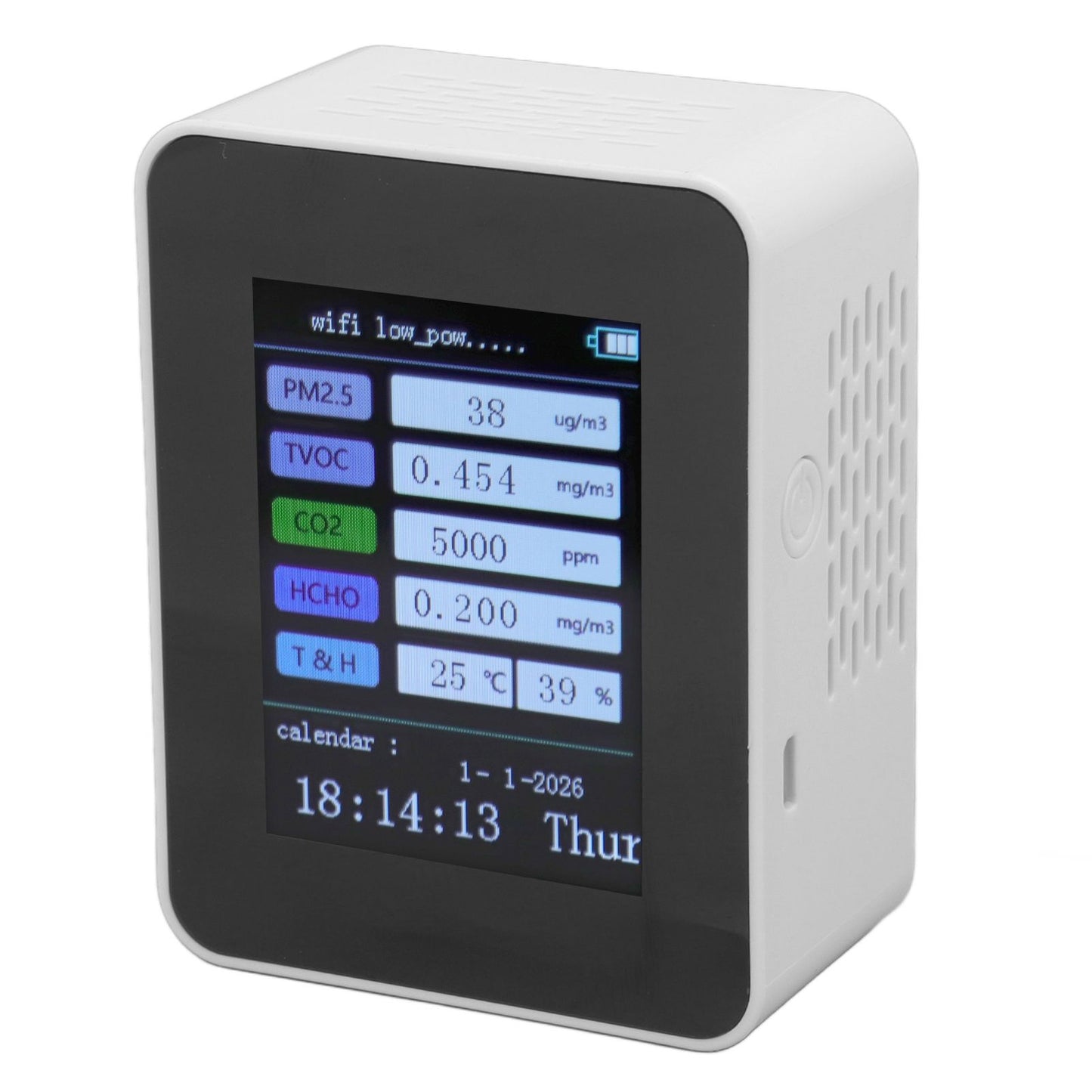 Indoor Air Quality Monitor for TUYA WiFi Smart PM2.5 Formaldehyde Testing 7 in 1 Calendar Time Function Air V1294-YM0512-3111220291512