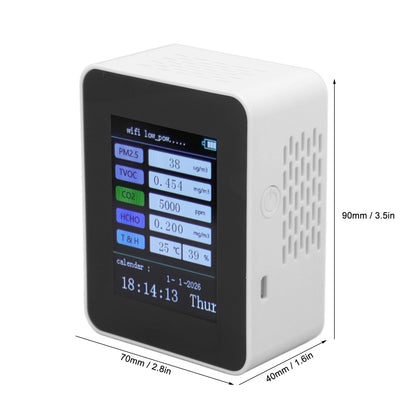 Indoor Air Quality Monitor for TUYA WiFi Smart PM2.5 Formaldehyde Testing 7 in 1 Calendar Time Function Air V1294-YM0512-3111220291512