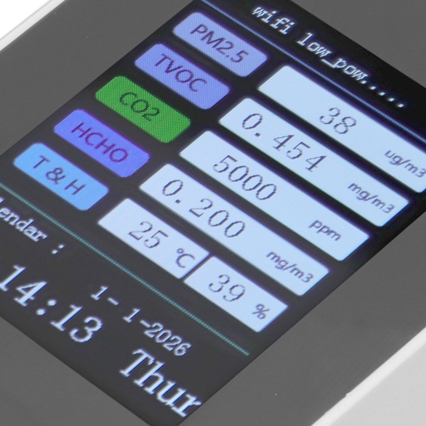 Indoor Air Quality Monitor for TUYA WiFi Smart PM2.5 Formaldehyde Testing 7 in 1 Calendar Time Function Air V1294-YM0512-3111220291512