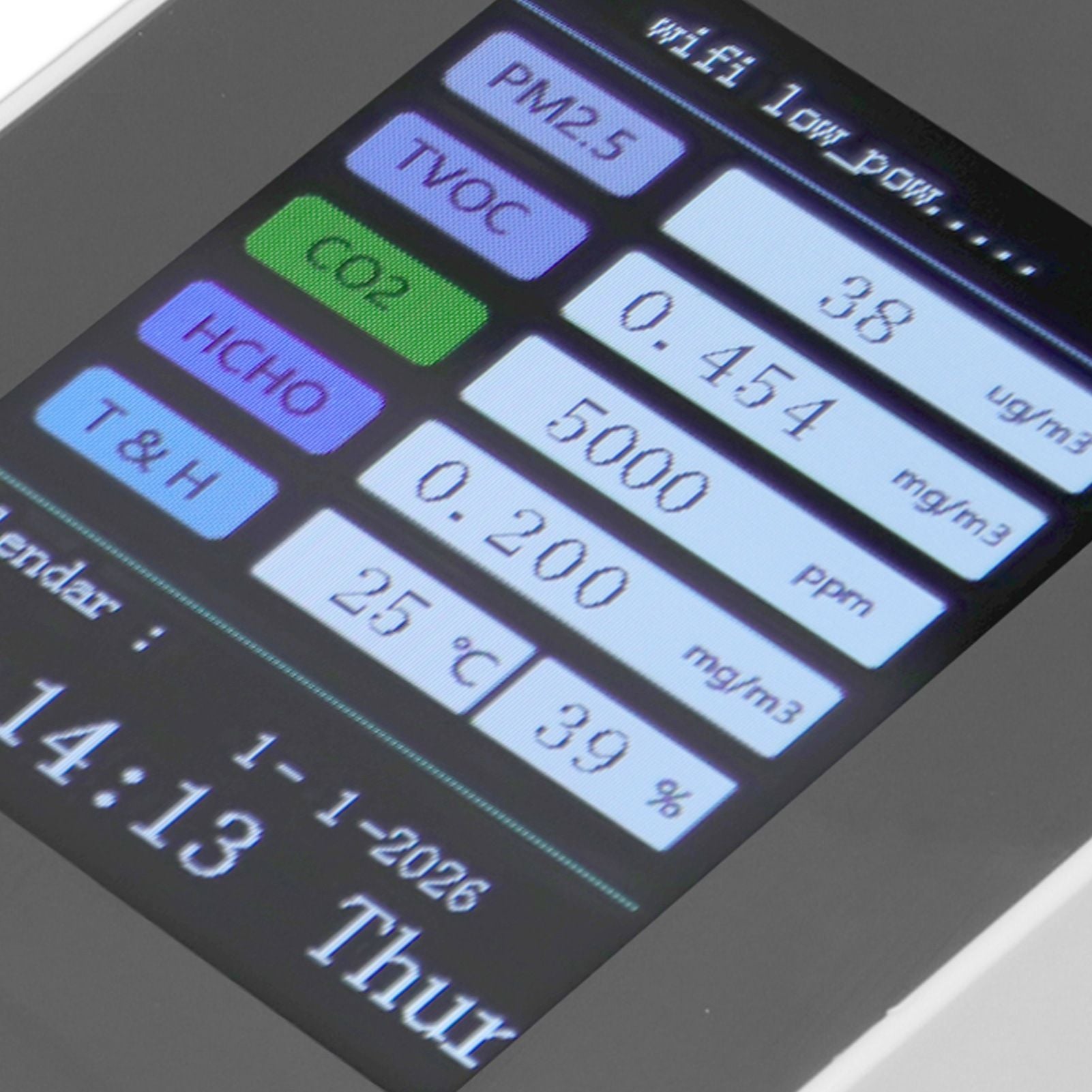 Indoor Air Quality Monitor for TUYA WiFi Smart PM2.5 Formaldehyde Testing 7 in 1 Calendar Time Function Air V1294-YM0512-3111220291512