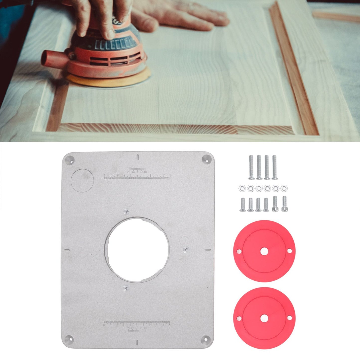 4-17/32in Aluminium Router Table Insert Plate For 625 624 for Bosch 1611 1615 for FEINRT 1800 for Woodworking V1294-YM0512-3111220291811