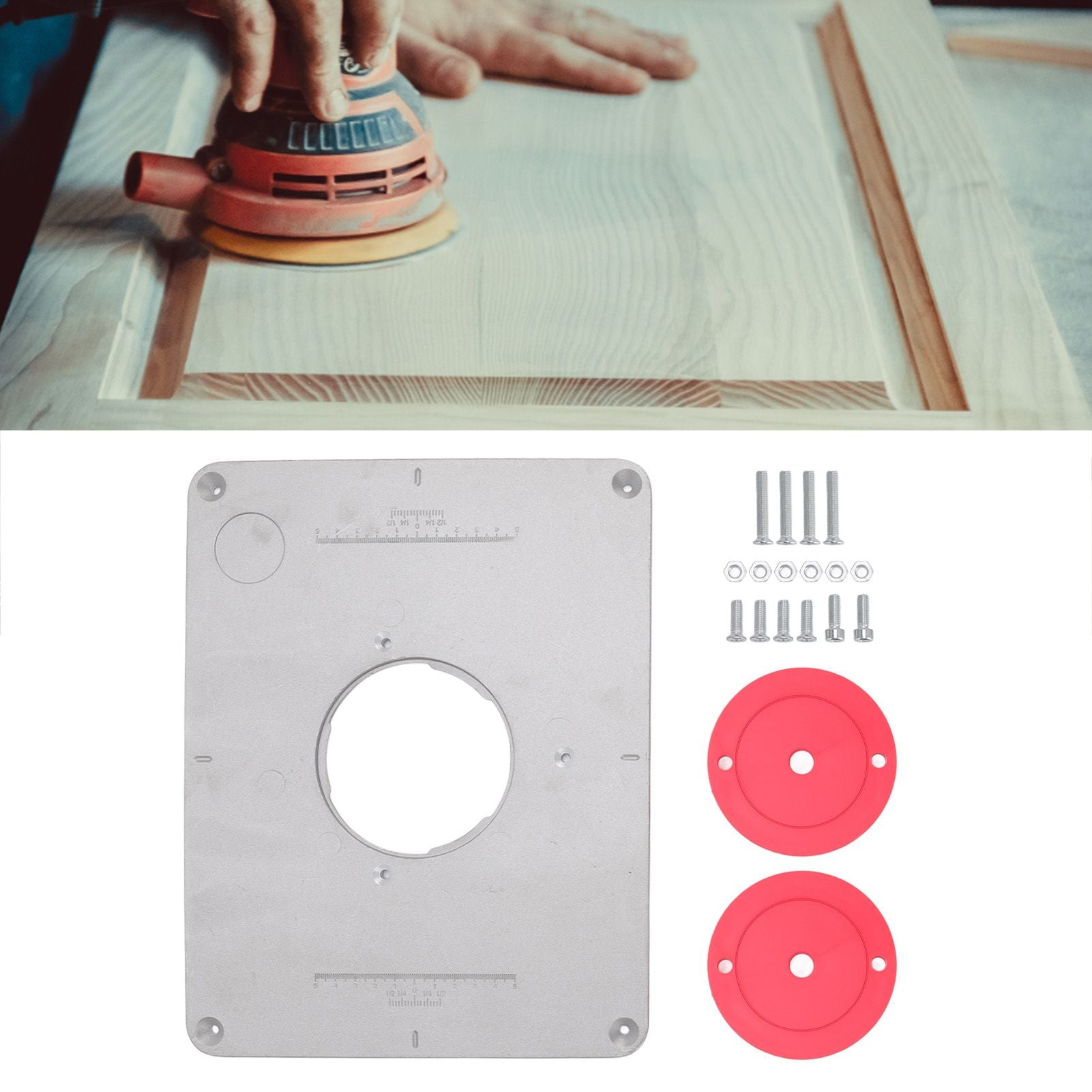 4-17/32in Aluminium Router Table Insert Plate For 625 624 for Bosch 1611 1615 for FEINRT 1800 for Woodworking V1294-YM0512-3111220291811