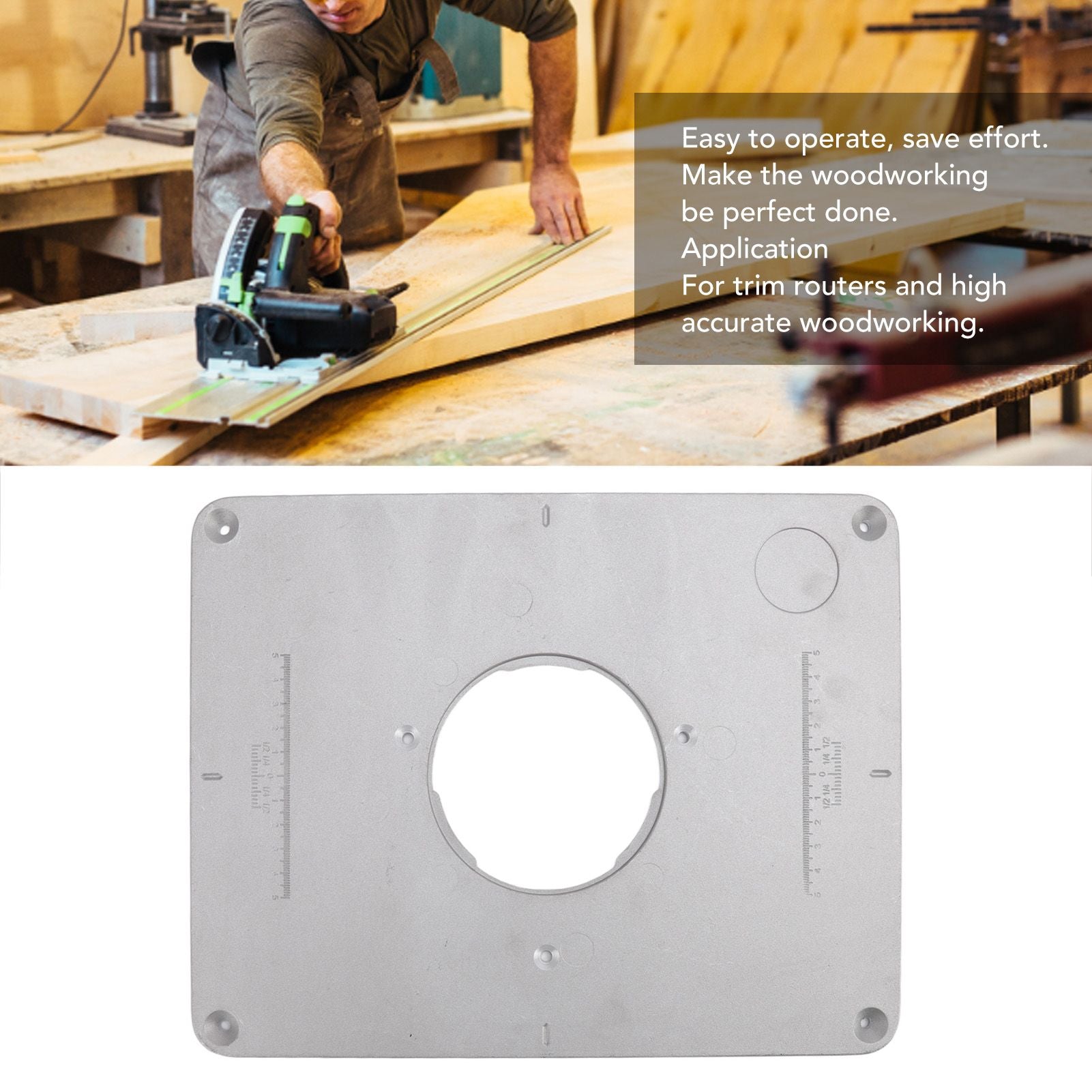 4-17/32in Aluminium Router Table Insert Plate For 625 624 for Bosch 1611 1615 for FEINRT 1800 for Woodworking V1294-YM0512-3111220291811