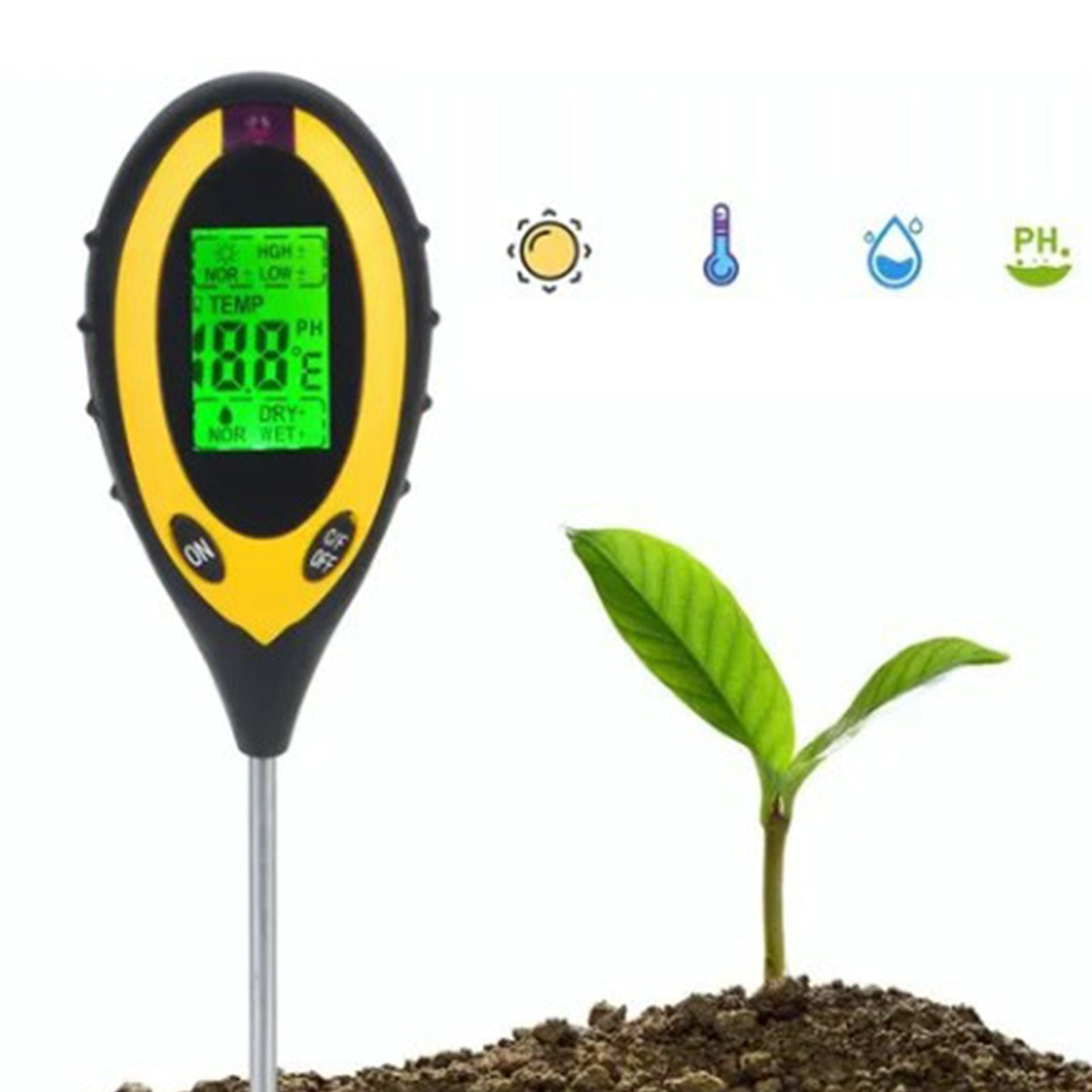 4 In 1 Soil Meter Temperature Sunlight Moisture PH Soil Tester for Family Orchard Agriculture Rice Vegetable V1294-YM0512-3111220293411