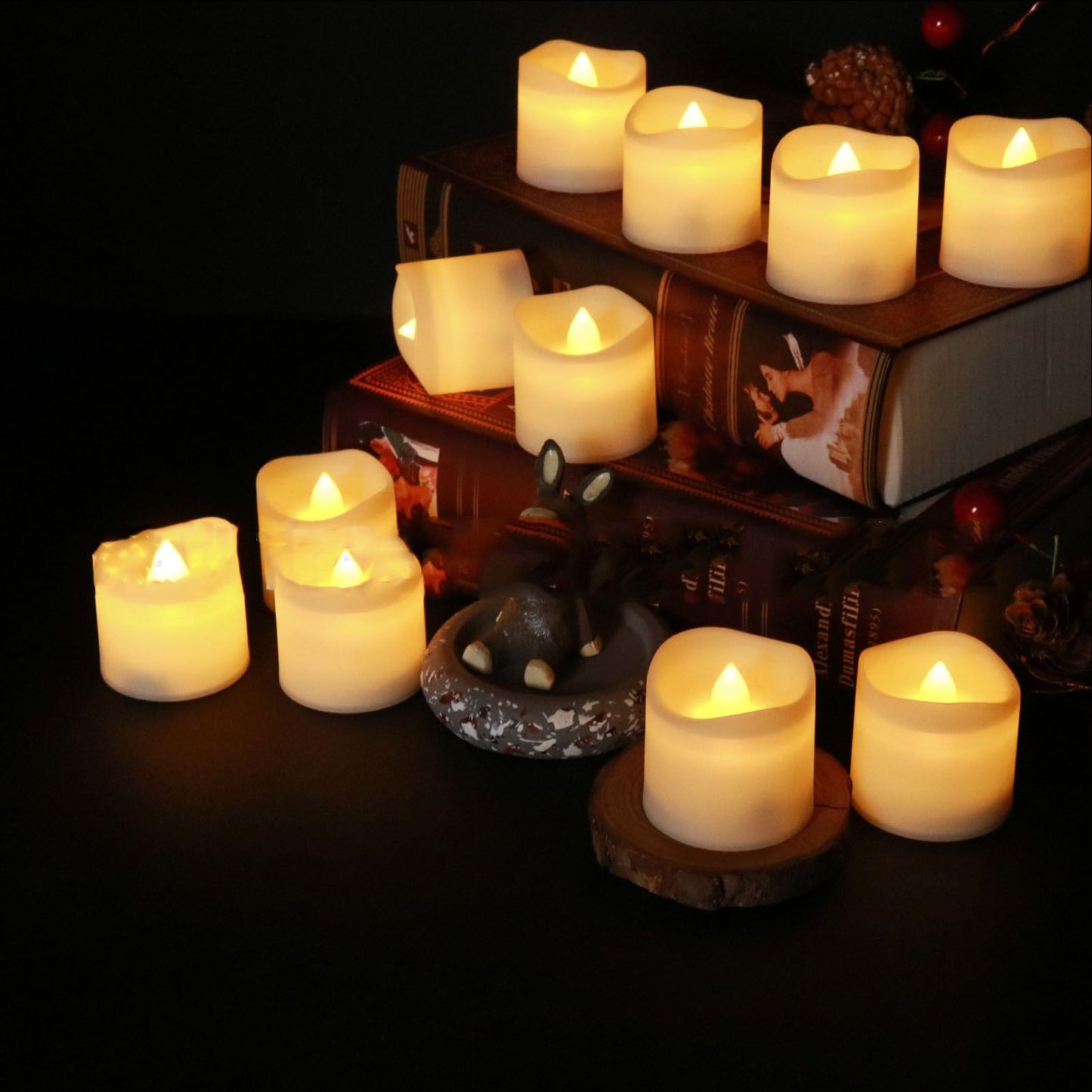 24PCS Electric LED Candles Plastic Electronic Components Tea Light Set For Wedding Confession Decoration V1294-YM0512-3111220294311