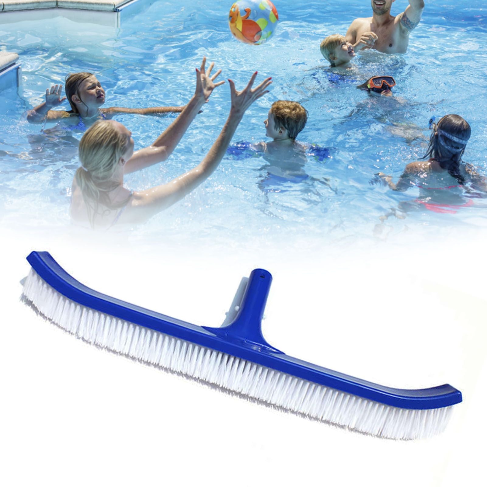 18in Pool Brushes for Cleaning Pool Wall Tile Nylon Bristle Pool Brush Head Curved Ends V1294-YM0512-3111220294411