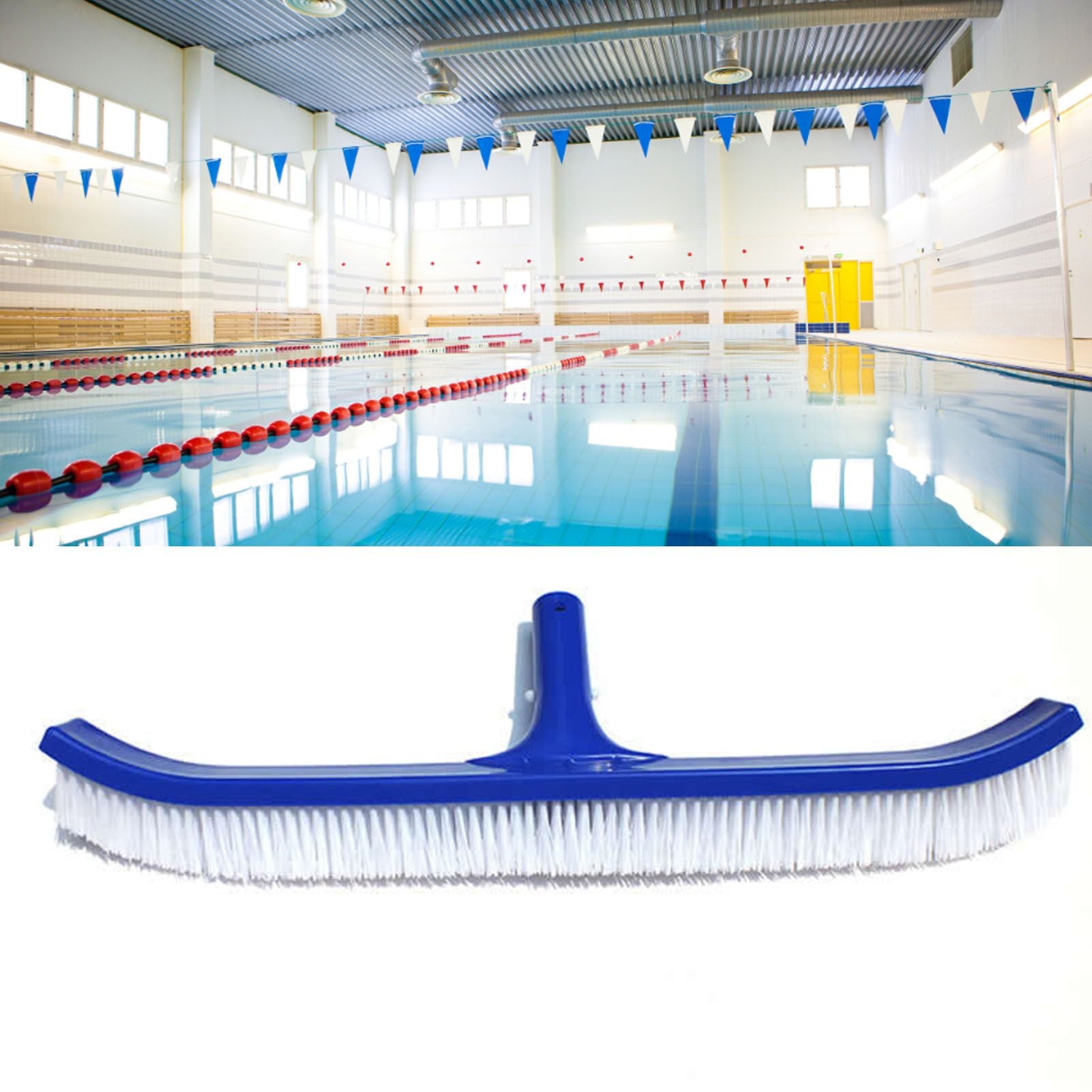 18in Pool Brushes for Cleaning Pool Wall Tile Nylon Bristle Pool Brush Head Curved Ends V1294-YM0512-3111220294411