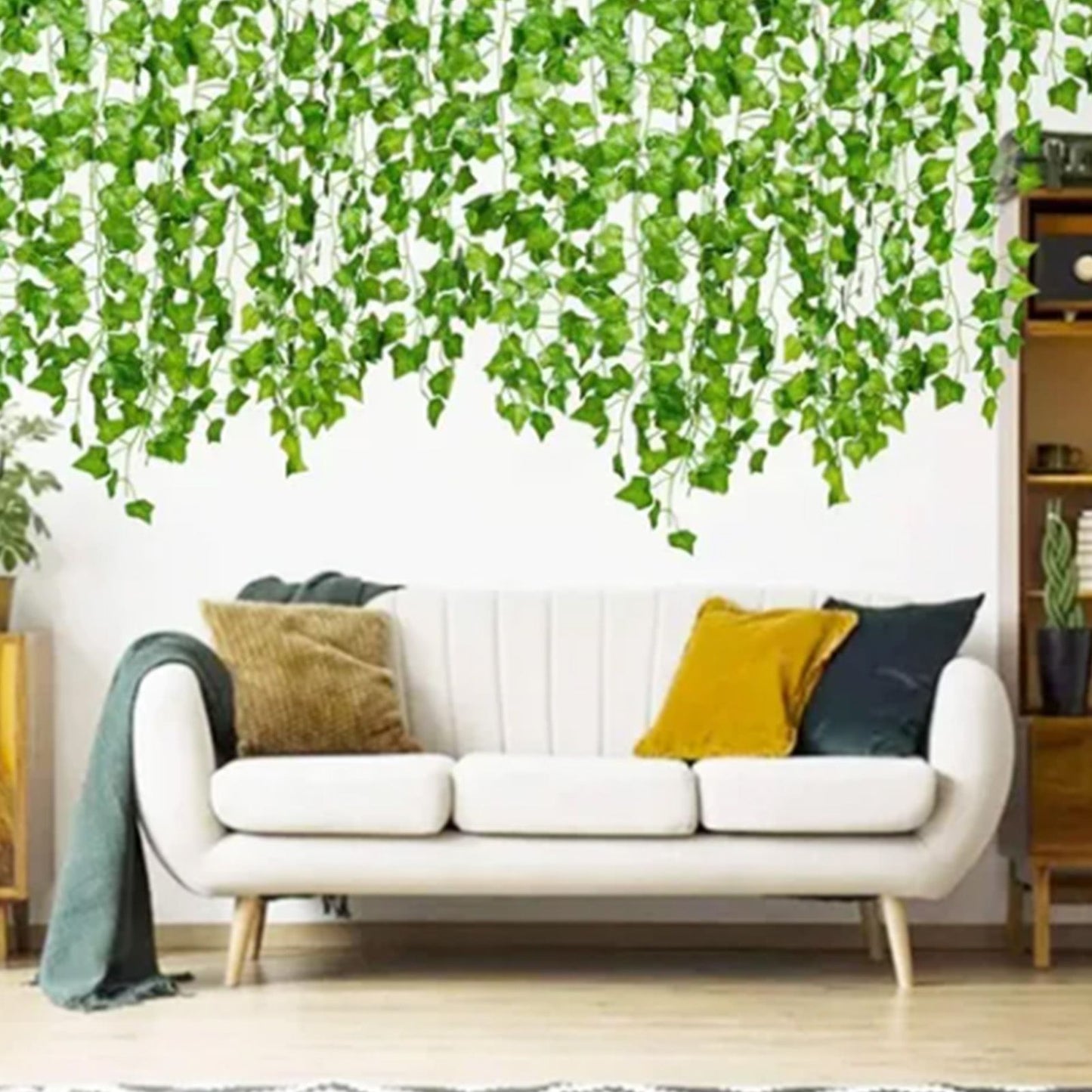Simulated Ivy Cane Creeper Ivy Decorative Green Plants Ceiling Artificial Vine Eucalyptus Leaves 12PCS V1294-YM0512-3111220295411