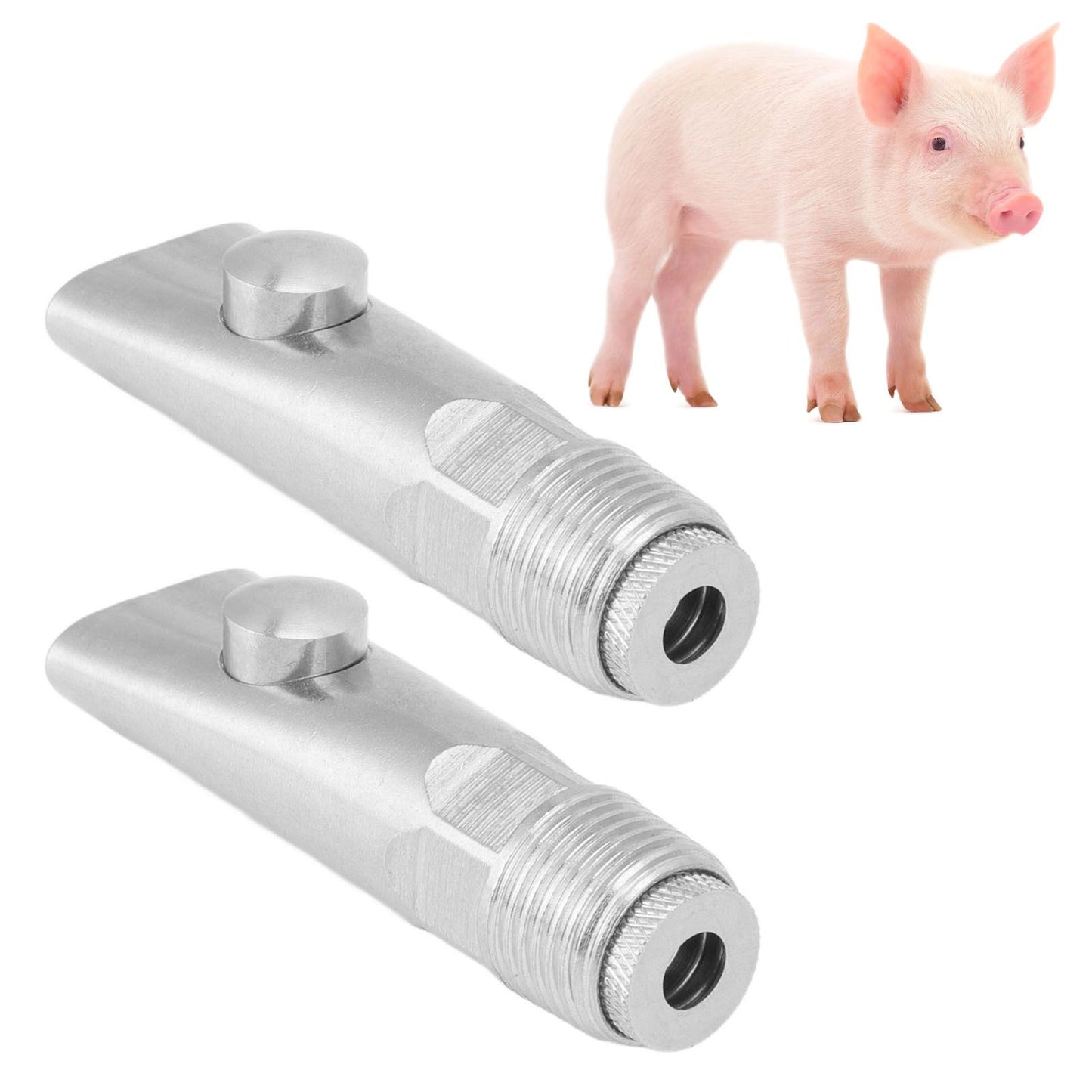 2pcs Pig Water Nipple Even Water Volume Stainless Steel G1/2 External Thread Pig Drinker for Sows Piglets V1294-YM0512-3111220295711