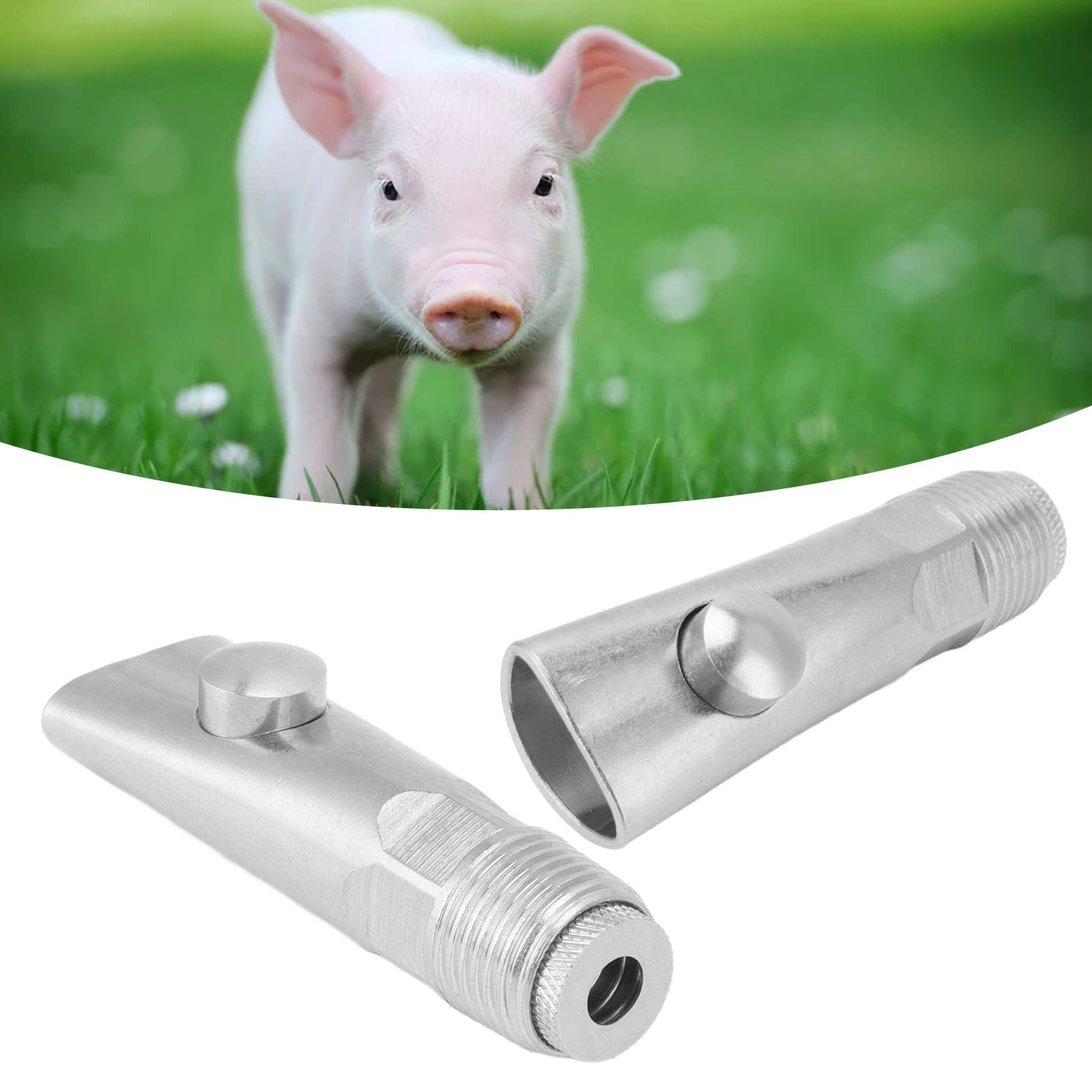 2pcs Pig Water Nipple Even Water Volume Stainless Steel G1/2 External Thread Pig Drinker for Sows Piglets V1294-YM0512-3111220295711