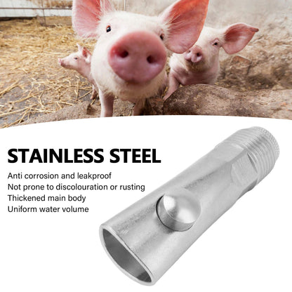 2pcs Pig Water Nipple Even Water Volume Stainless Steel G1/2 External Thread Pig Drinker for Sows Piglets V1294-YM0512-3111220295711