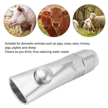 2pcs Pig Water Nipple Even Water Volume Stainless Steel G1/2 External Thread Pig Drinker for Sows Piglets V1294-YM0512-3111220295711