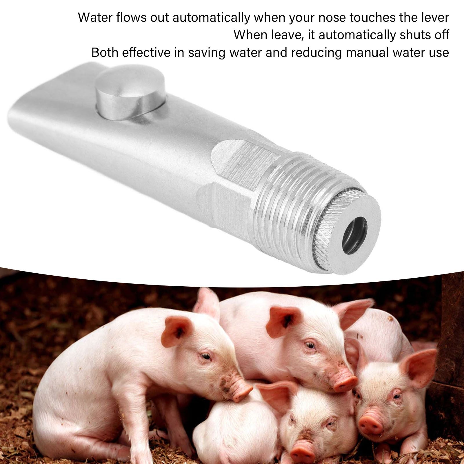 2pcs Pig Water Nipple Even Water Volume Stainless Steel G1/2 External Thread Pig Drinker for Sows Piglets V1294-YM0512-3111220295711