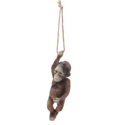 Baby Monkey Hanging Statue Exquisite Carving Resin Brown Monkey Sculptures for Trees Gardens V1294-YM0512-3111220297411