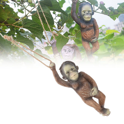Baby Monkey Hanging Statue Exquisite Carving Resin Brown Monkey Sculptures for Trees Gardens V1294-YM0512-3111220297411