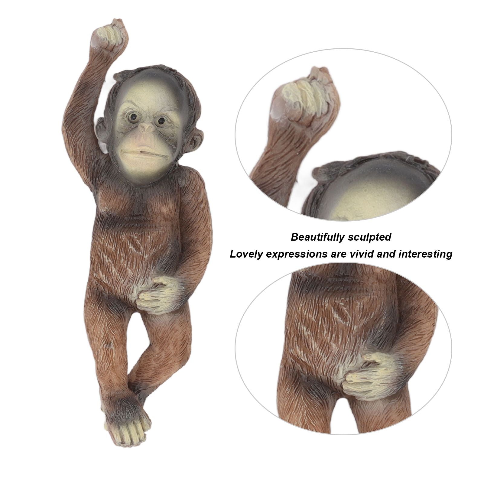 Baby Monkey Hanging Statue Exquisite Carving Resin Brown Monkey Sculptures for Trees Gardens V1294-YM0512-3111220297411