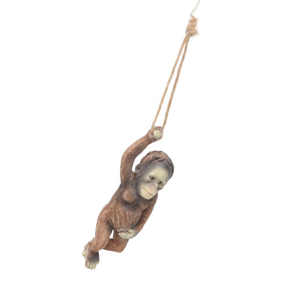 Baby Monkey Hanging Statue Exquisite Carving Resin Brown Monkey Sculptures for Trees Gardens V1294-YM0512-3111220297411