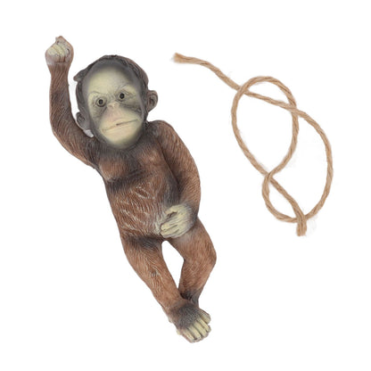 Baby Monkey Hanging Statue Exquisite Carving Resin Brown Monkey Sculptures for Trees Gardens V1294-YM0512-3111220297411