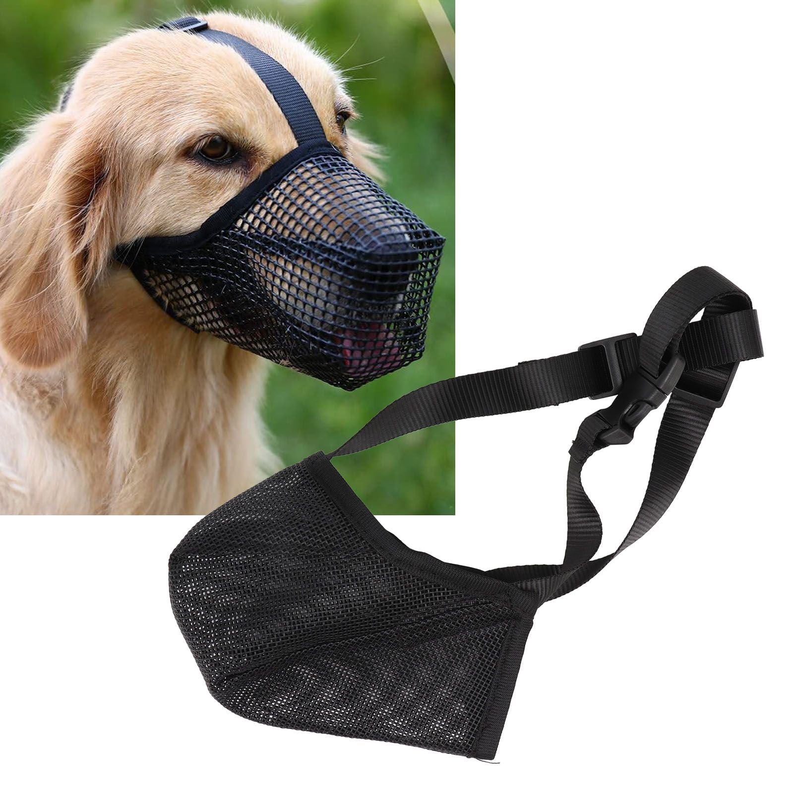 Dog Muzzle Soft Mesh Poisoned Bait Protection Pet Mouth Cover with Adjustable Straps for Small Medium Large V1294-YM0512-3111220299211
