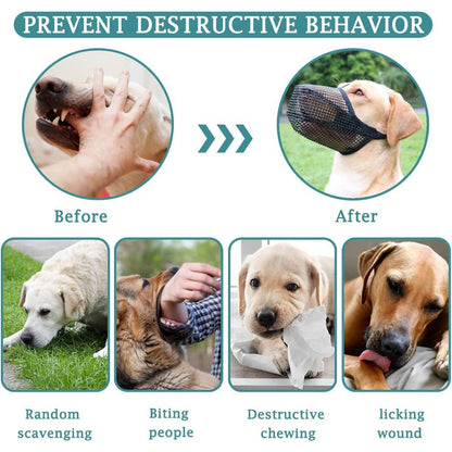 Dog Muzzle Soft Mesh Poisoned Bait Protection Pet Mouth Cover with Adjustable Straps for Small Medium Large V1294-YM0512-3111220299212