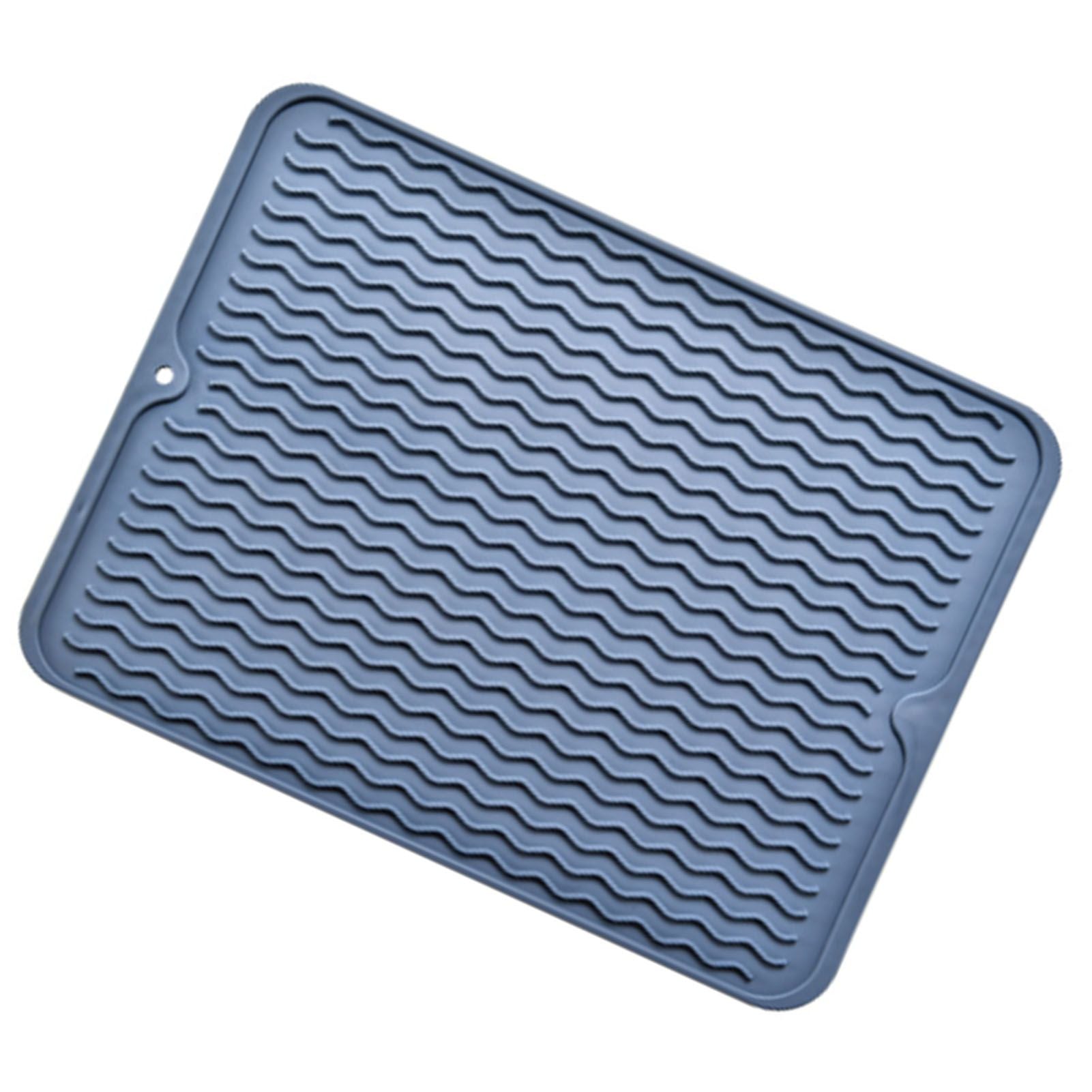 Table Insulating Rubber Mat Anti Slip Waterproof Heat Resistant Dish Drying Placemat for Kitchen Blue V1294-YM0512-3111220299311