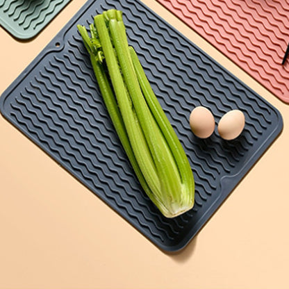 Table Insulating Rubber Mat Anti Slip Waterproof Heat Resistant Dish Drying Placemat for Kitchen Blue V1294-YM0512-3111220299311
