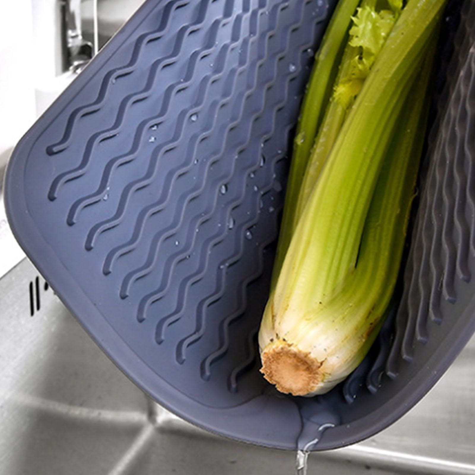 Table Insulating Rubber Mat Anti Slip Waterproof Heat Resistant Dish Drying Placemat for Kitchen Blue V1294-YM0512-3111220299311