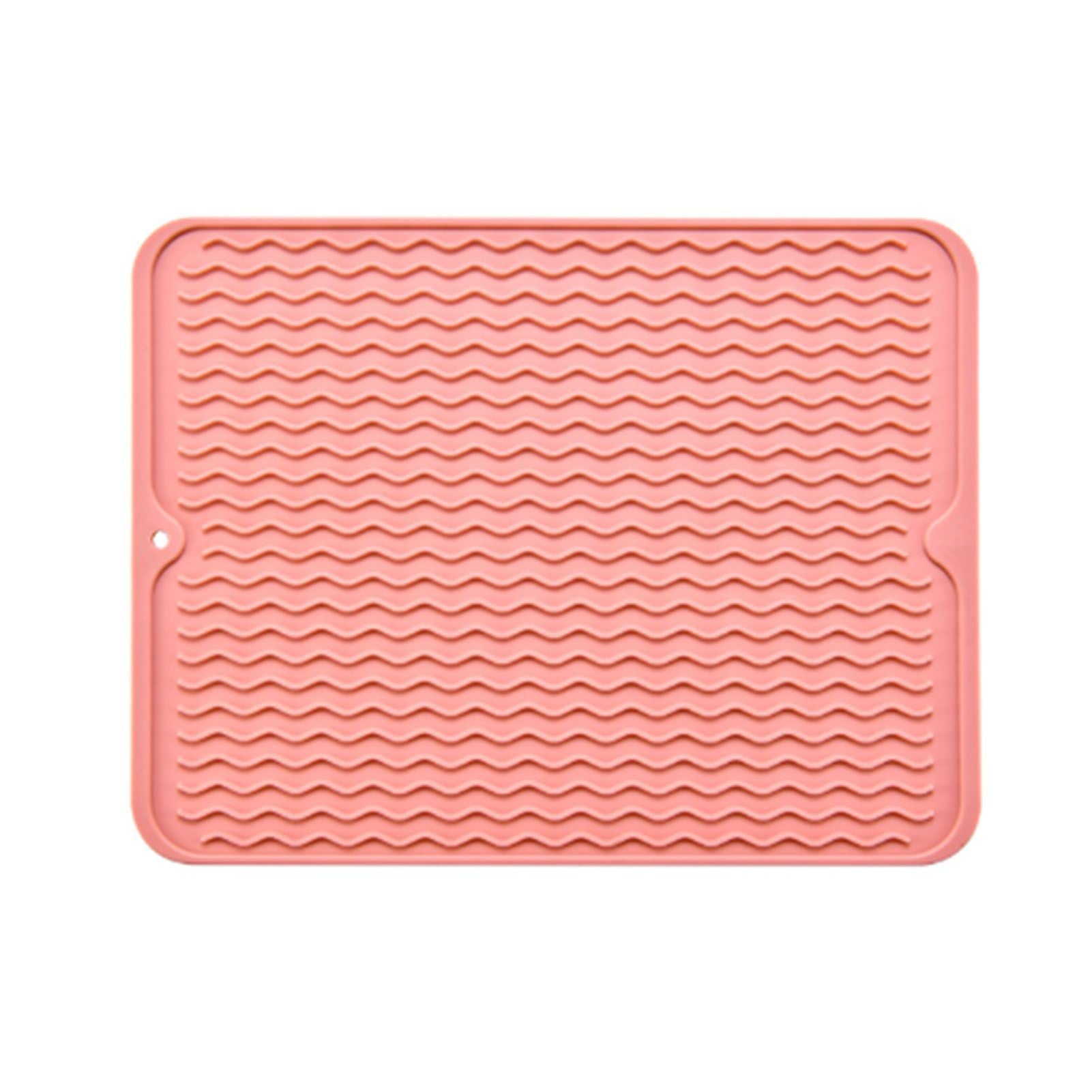 Table Insulating Rubber Mat Anti Slip Waterproof Heat Resistant Dish Drying Placemat for Kitchen Pink V1294-YM0512-3111220299313
