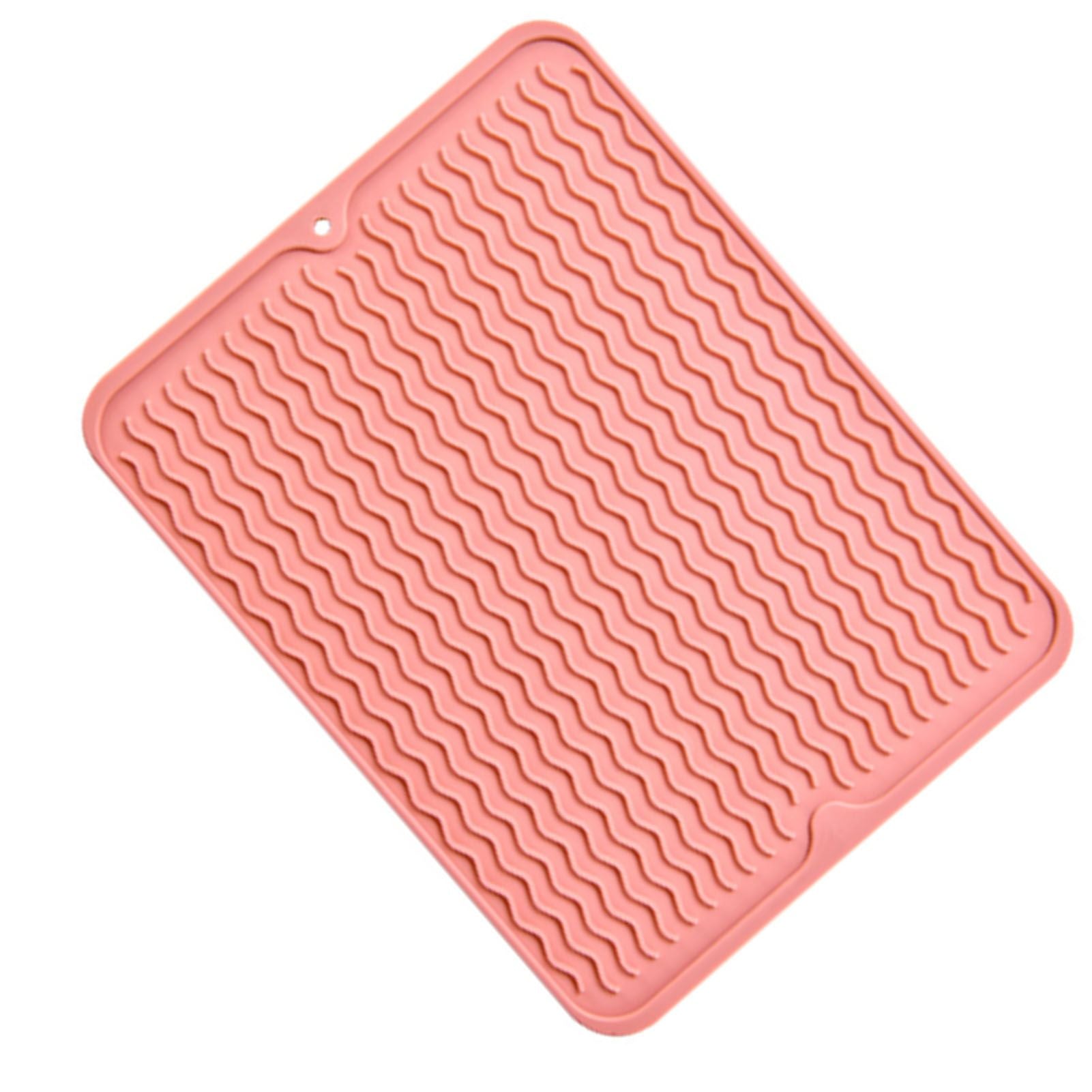 Table Insulating Rubber Mat Anti Slip Waterproof Heat Resistant Dish Drying Placemat for Kitchen Pink V1294-YM0512-3111220299313