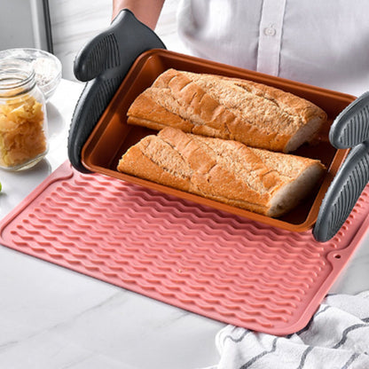Table Insulating Rubber Mat Anti Slip Waterproof Heat Resistant Dish Drying Placemat for Kitchen Pink V1294-YM0512-3111220299313
