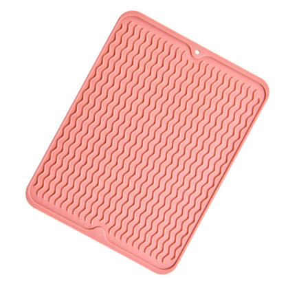 Table Insulating Rubber Mat Anti Slip Waterproof Heat Resistant Dish Drying Placemat for Kitchen Pink V1294-YM0512-3111220299313
