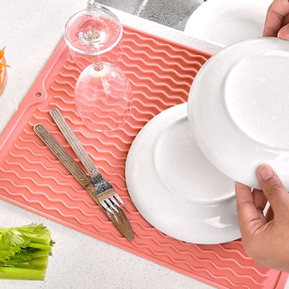 Table Insulating Rubber Mat Anti Slip Waterproof Heat Resistant Dish Drying Placemat for Kitchen Pink V1294-YM0512-3111220299313
