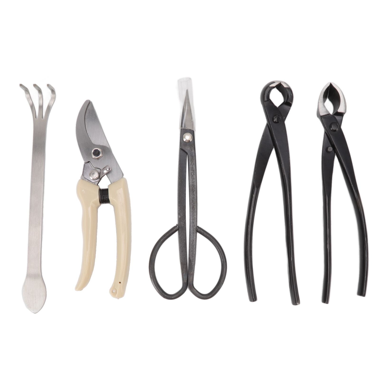 5Pcs Bonsai Tool Set Kit Carbon Steel Bonsai Scissors Rake Branch Cutter Pruning Shears Pliers Garden Tools V1294-YM0512-3111220300311