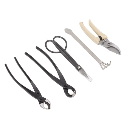 5Pcs Bonsai Tool Set Kit Carbon Steel Bonsai Scissors Rake Branch Cutter Pruning Shears Pliers Garden Tools V1294-YM0512-3111220300311
