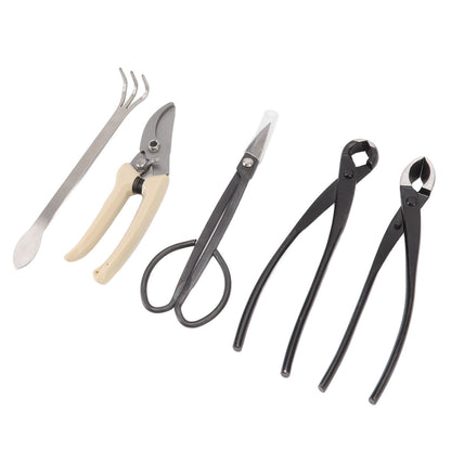 5Pcs Bonsai Tool Set Kit Carbon Steel Bonsai Scissors Rake Branch Cutter Pruning Shears Pliers Garden Tools V1294-YM0512-3111220300311