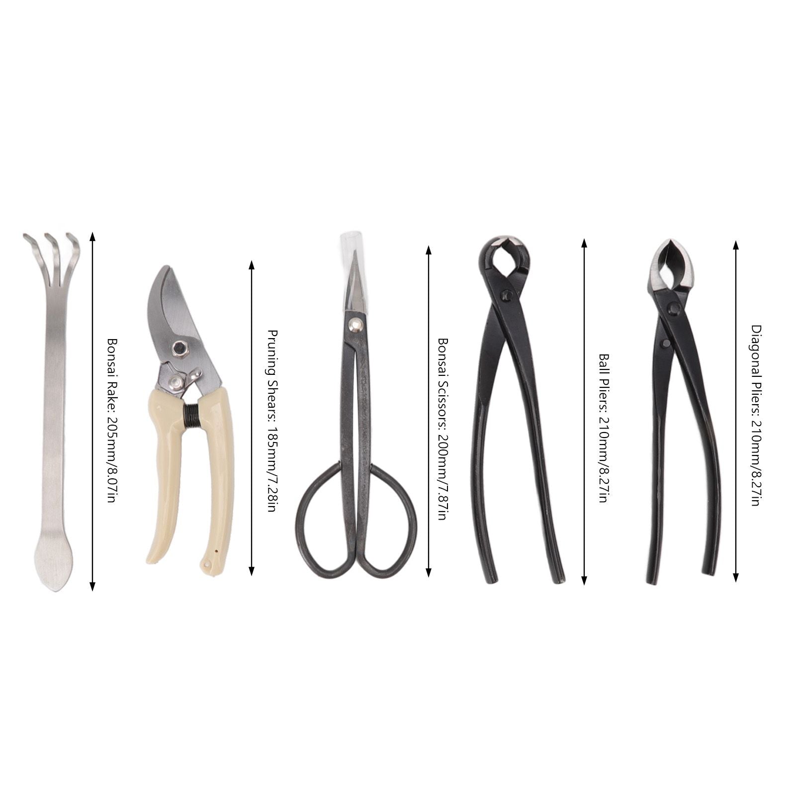 5Pcs Bonsai Tool Set Kit Carbon Steel Bonsai Scissors Rake Branch Cutter Pruning Shears Pliers Garden Tools V1294-YM0512-3111220300311