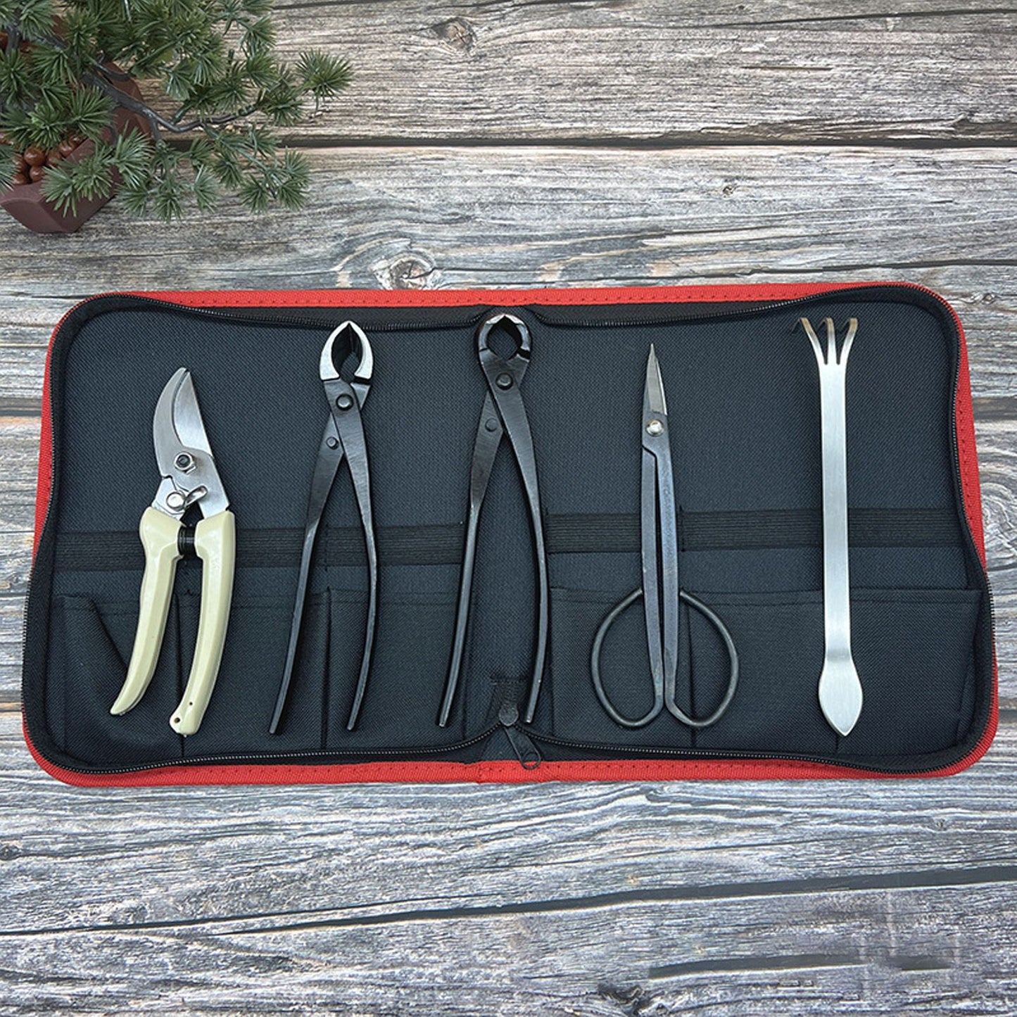 5Pcs Bonsai Tool Set Kit Carbon Steel Bonsai Scissors Rake Branch Cutter Pruning Shears Pliers Garden Tools V1294-YM0512-3111220300311