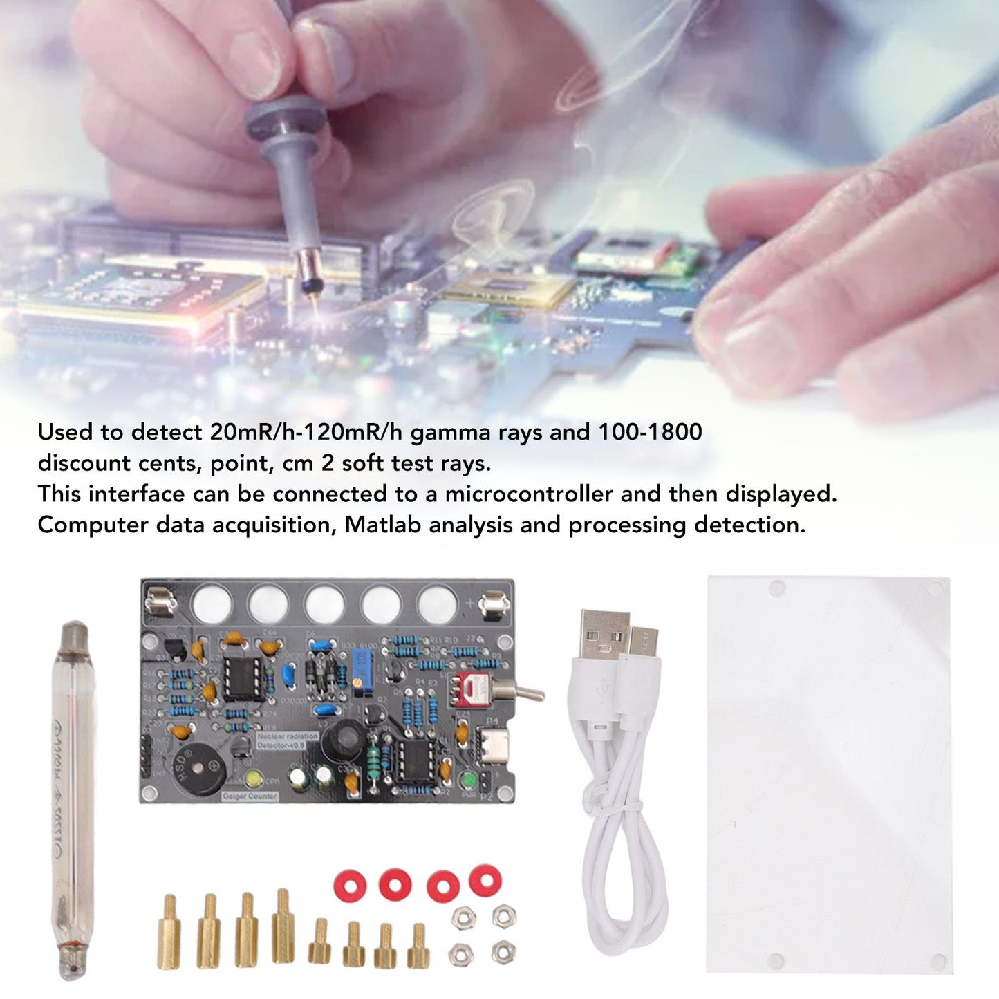 Geiger Counters Kit V0.8 Assembled DIY Tube for Nuclear Radiation Detector Accessories 380V-550V V1294-YM0512-3111220300411