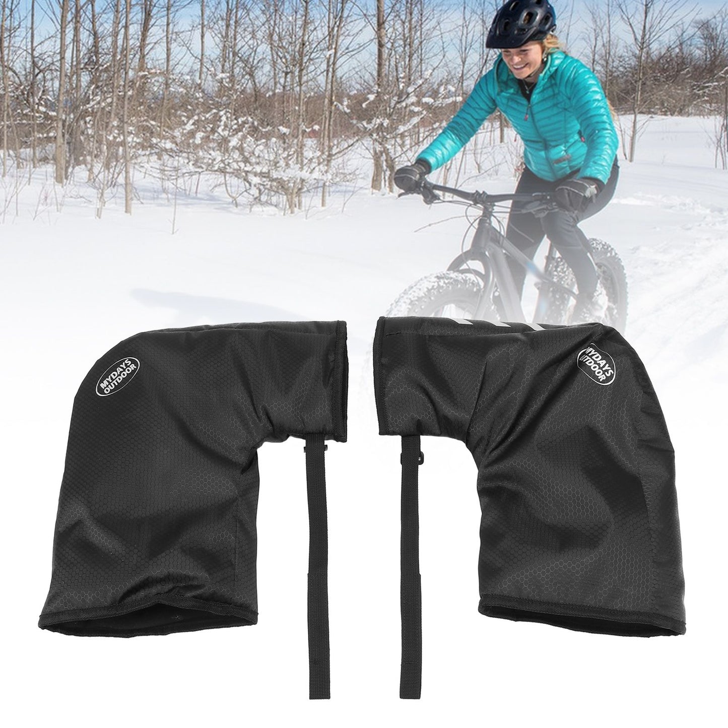 One Pair Bike Handlebar Gloves Waterproof Reflective Bike Handlebar Hand Protector for Winter Cycling V1294-YM0512-3111220302011